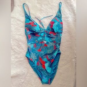 Kenneth Cole Swimming suit, multicolored tropical floral print, size M